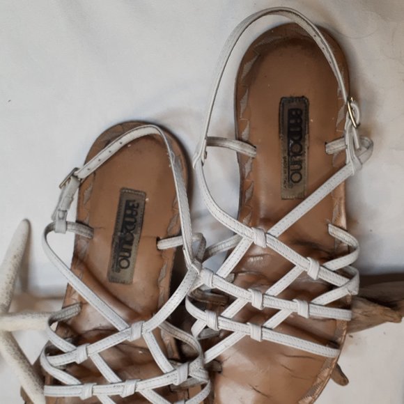 Bandolino | Genuine Leather | Sandal | Flats | Strappy | White | Vintage - Picture 2 of 8